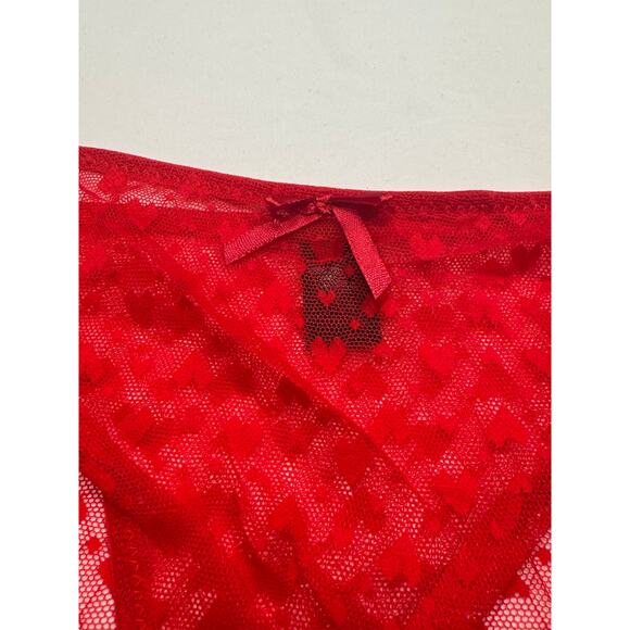 NEW Frederick's of Hollywood Maree Lace Panties Size 1X Red Hearts Love NWT - Picture 4 of 7